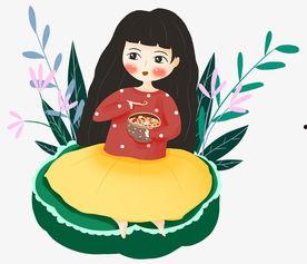 插画吃瓜少女图片,插画中的夏日风情